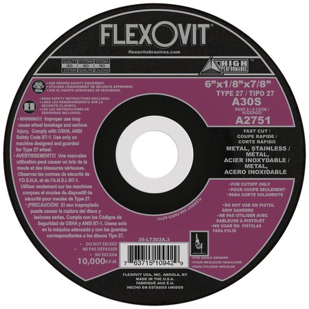 FLEXOVIT DEPRESSED CENTER CUTOFF WHEEL HIGH A2751